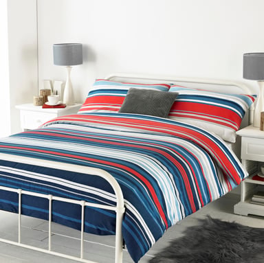 Juego de edredón Lymington SKing Azul/Rojo