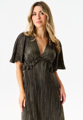Maxi Vestido Plisse Negro Metalizado