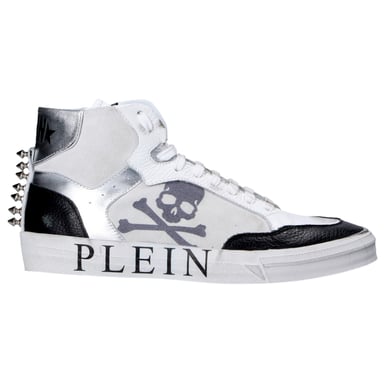 Zapatillas de deporte blancas de cuero con caña alta Retrokickz de Philipp Plein