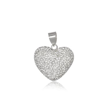 White Crystal big Heart Pendant and 925 Silver