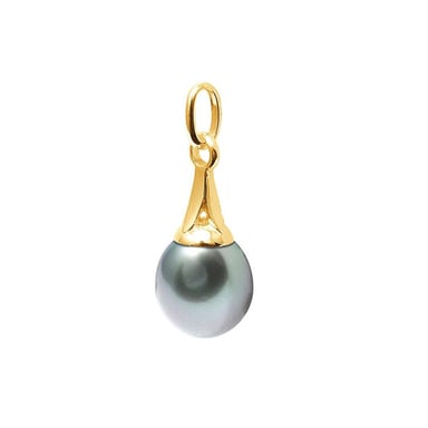 Black Tahitian Pearl Pendant and Yellow Gold 375/1000