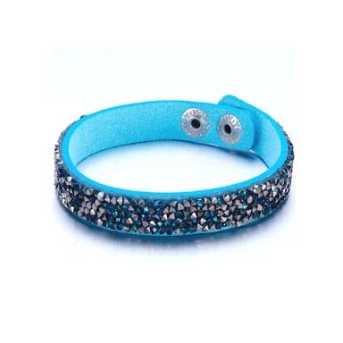 Swarovski - Silvery and Turquoise Swarovski Crystal Elements and leather Bracelet
