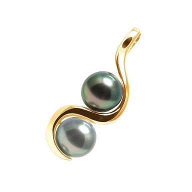 Black Tahitian Pearls Pendant and Yellow Gold 375/1000