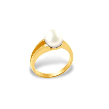 White Freshwater Pearl Ring and Yellow Gold 375/1000