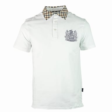 Polo blanco con cuello a cuadros Signature de Aquascutum