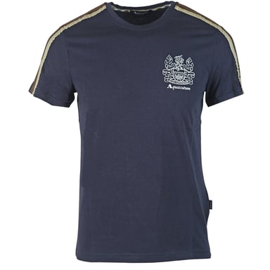 Camiseta de Rayas en el Hombro Azul Marino de Aquascutum