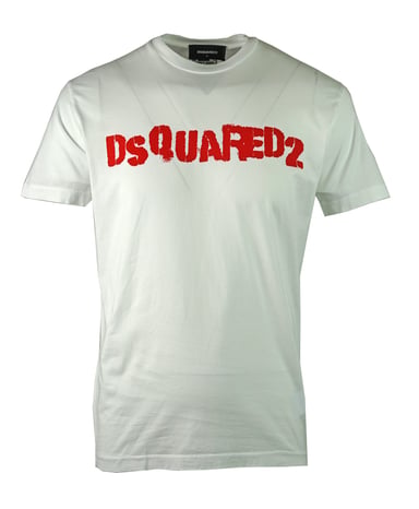Dsquared2 camiseta blanca con logotipo de pintura en aerosol
