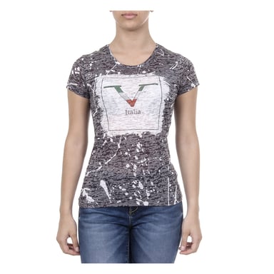 V 1969 Italia Womens T-shirt Short Sleeves Round Neck Black AVA