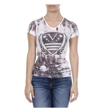 V 1969 Italia Womens T-shirt Short Sleeves V-Neck Black EMILY