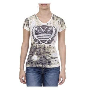 V 1969 Italia Womens T-shirt Short Sleeves V-Neck Yellow EMILY