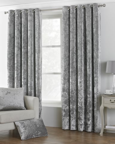 Cortinas con Ojetes en Tela de Terciopelo Aplastado Verona en Plata