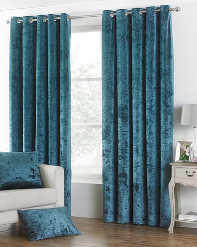 Cortinas de Ojal de Terciopelo Aplastado Verona en Verde Azulado
