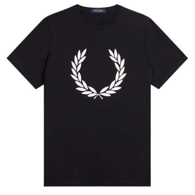 Camiseta negra para niños con estampado de corona de laurel de Fred Perry