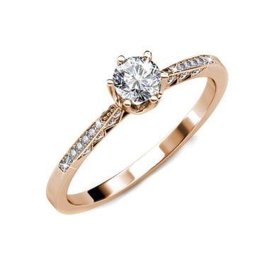 Anillo del destino en oro rosa y cristal