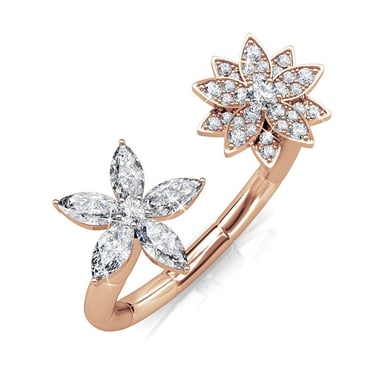 Anillo Fraternal Bloom - Oro rosa y cristal