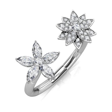 Anillo Fraternal Bloom - Plata y Cristal