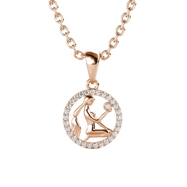 Colgantes del zodiaco Virgo: oro rosa y cristal