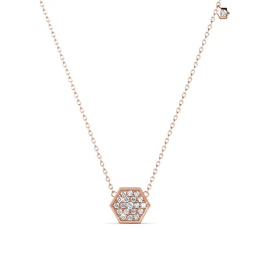 Colgantes hexagonales de oro rosa y cristal