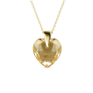 Colgantes de corazón de cristal - Oro y ámbar