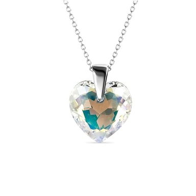 Colgantes de corazón de cristal - Plata y blanco brillante