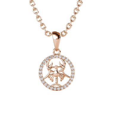 Colgantes del signo del zodiaco Cáncer: oro rosa y cristal