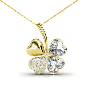 Colgantes de cuatro hojas - Oro y cristal