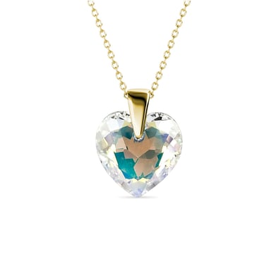 Colgantes de corazón de cristal - Oro y blanco brillante