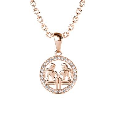 Colgantes del zodiaco Géminis: oro rosa y cristal
