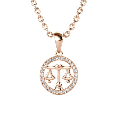 Colgantes del zodiaco Libra: oro rosa y cristal