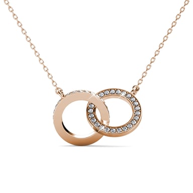 Colgantes gemelos circulares: oro rosa y cristal