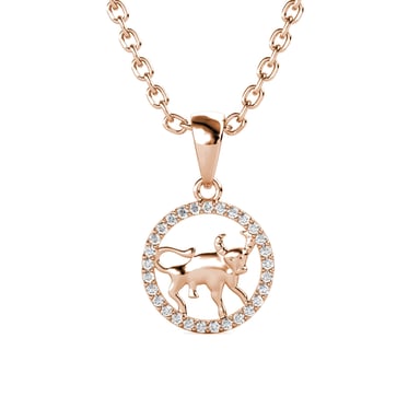 Colgantes del zodiaco Tauro - Oro rosa y cristal