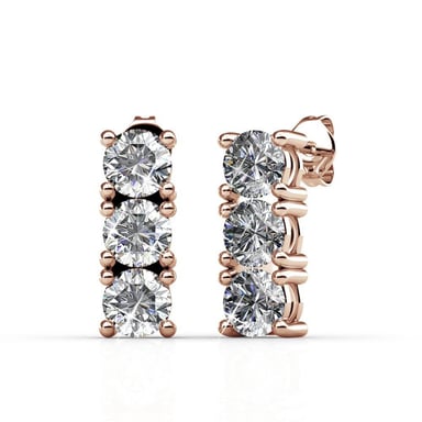 Pendientes Tri - Oro rosa y cristal
