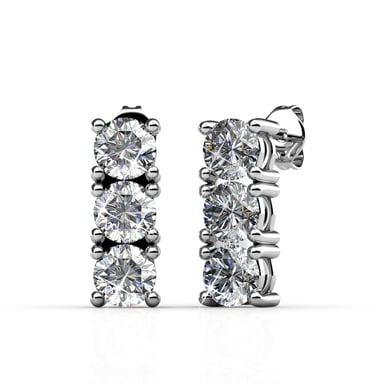 Pendientes Tri - Plata y Cristal
