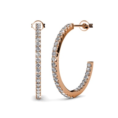 Pendientes de aro Simply Hoop - Oro rosa y cristal
