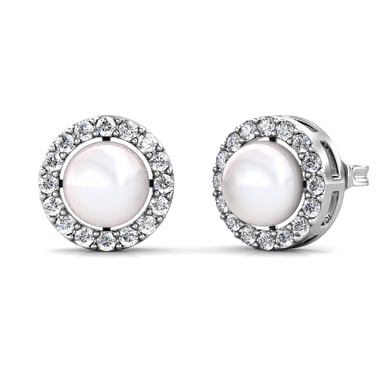 Pendientes de perlas circulares - Plata y cristal
