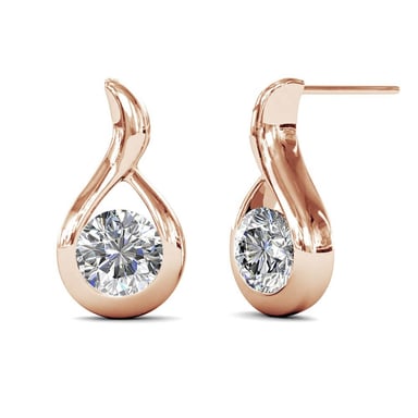 Pendientes Wavvy - Oro rosa y cristal