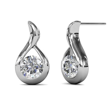 Pendientes ondulados de plata y cristal