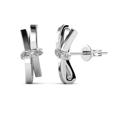Pendientes de lazo luminoso - Plata y cristal
