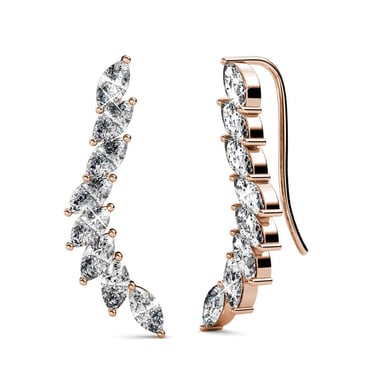 Pendientes Clematis - Oro rosa y cristal