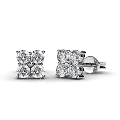 Pendientes cuadrados dulces - Plata y cristal