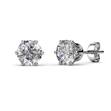 Pendientes Solitaire L - Plata y Cristal