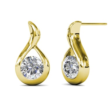 Pendientes ondulados de oro y cristal