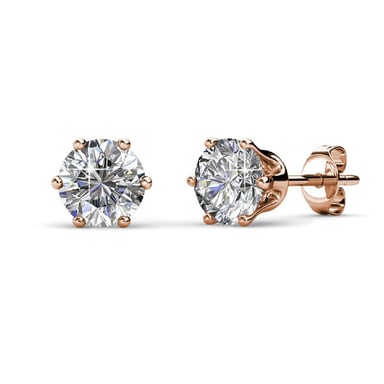 Pendientes Solitaire L - Oro rosa y cristal