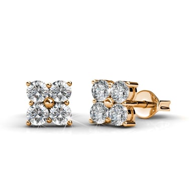 Pendientes cuadrados dulces - Oro rosa y cristal