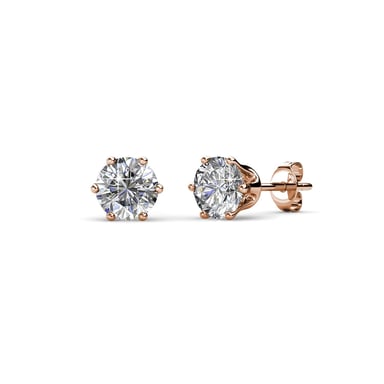 Pendientes Solitaire S - Oro rosa y cristal
