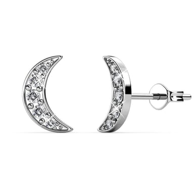 Pendientes de media luna en plata y cristal