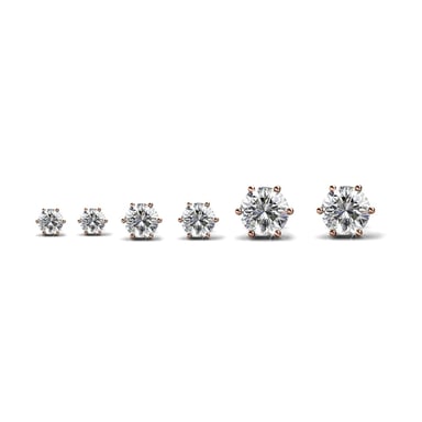 Pendientes Solitarios S, M, L - Oro Rosa y Cristal
