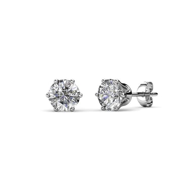 Pendientes Solitaire S - Plata y Cristal