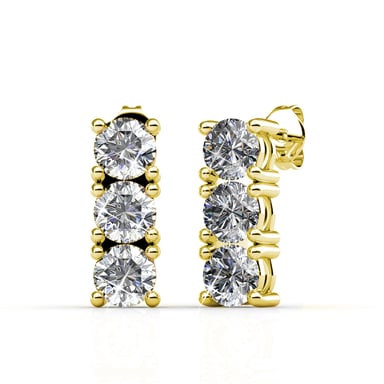 Pendientes Tri - Oro y Cristal