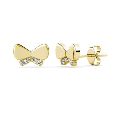 Pendientes de lazo de mariposa - Oro y cristal